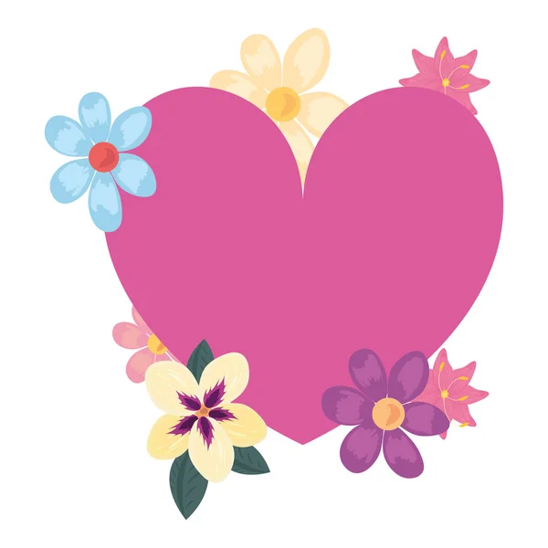 Amor romántico corazón flores — Vector de stock