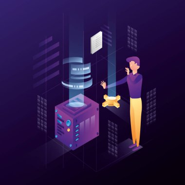 işadamı ile veri merkezi ağ kutsal kişilerin resmi