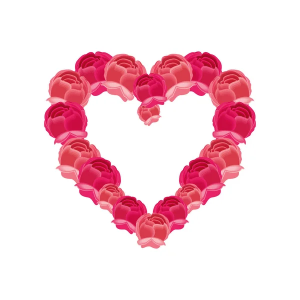 Cadre de fleurs en forme coeur — Image vectorielle