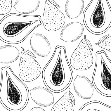 Papaya limon ve armut ile desen