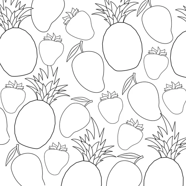 Vzorek z manga s jahody a ananasu — Stockový vektor