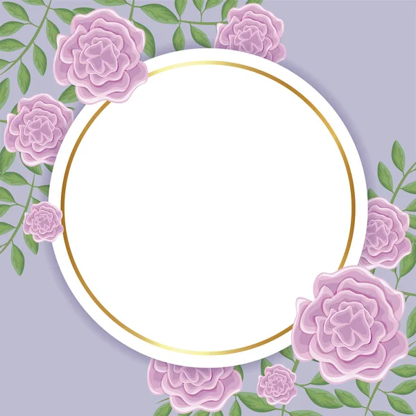 Marco circular con decoración de flores — Vector de stock