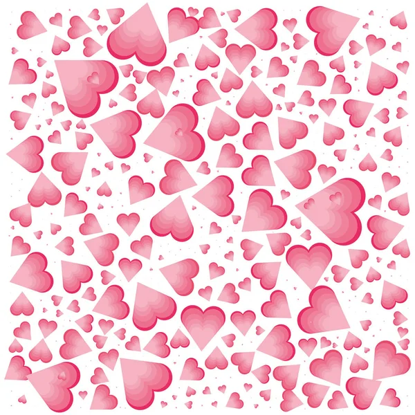 Pattern of hearts love isolated icon — Stock Vector