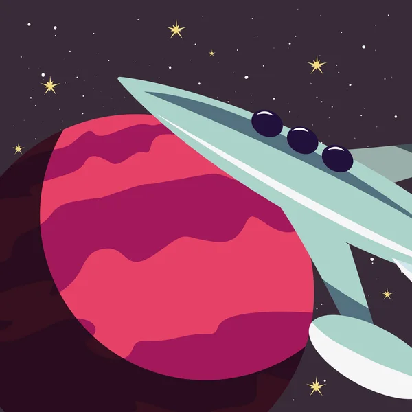 Cohete espacial volando — Vector de stock