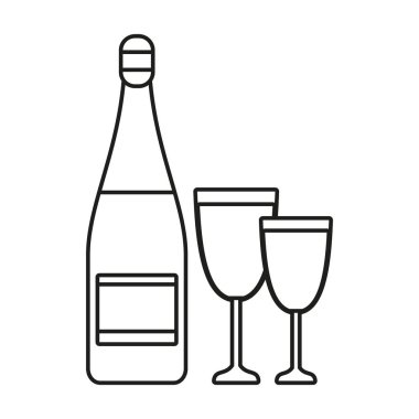 şişe ve şampanya bardağı