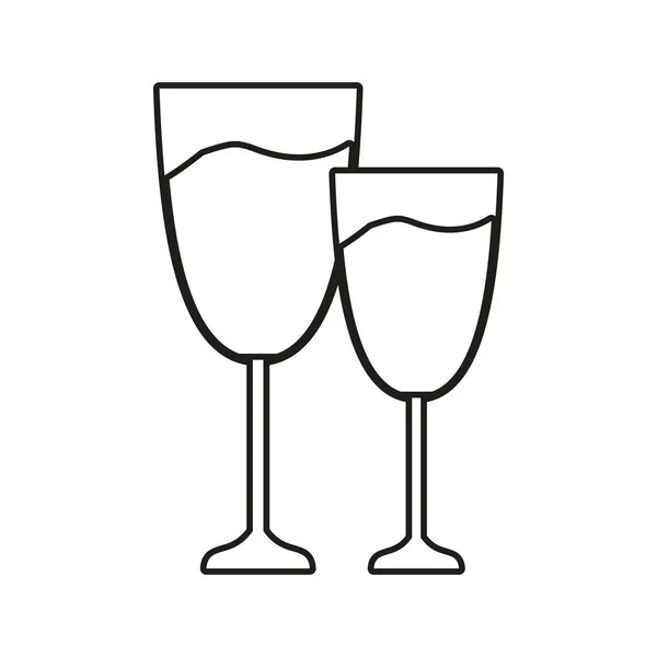 Kopjes champagne geïsoleerde pictogram — Stockvector
