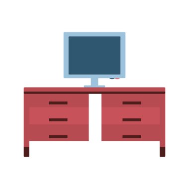 Monitör bilgisayar yalıtılmış simgesi ile masa