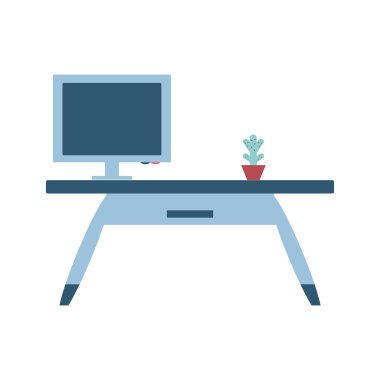 Monitör bilgisayar ve ev tesisi ile ahşap masa