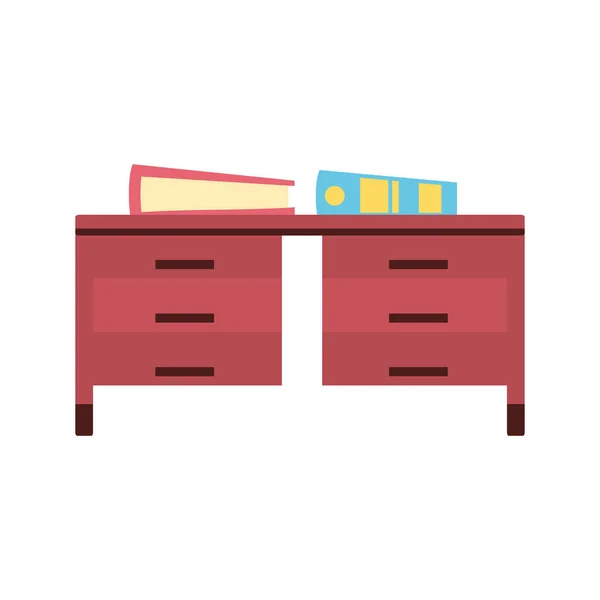 Mesa de madeira com livros de texto — Vetor de Stock