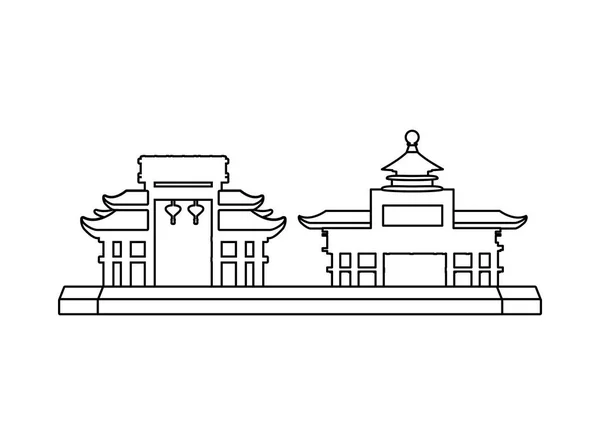 Portails chinois icône isolée — Image vectorielle