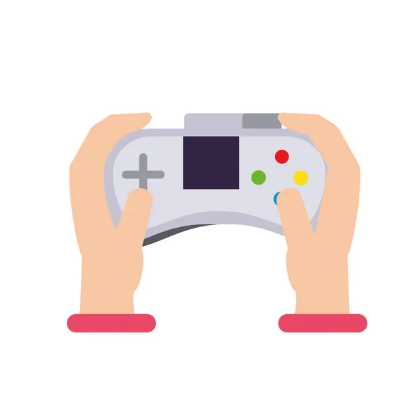 Hands with control video game isolated icon — Stock Vector