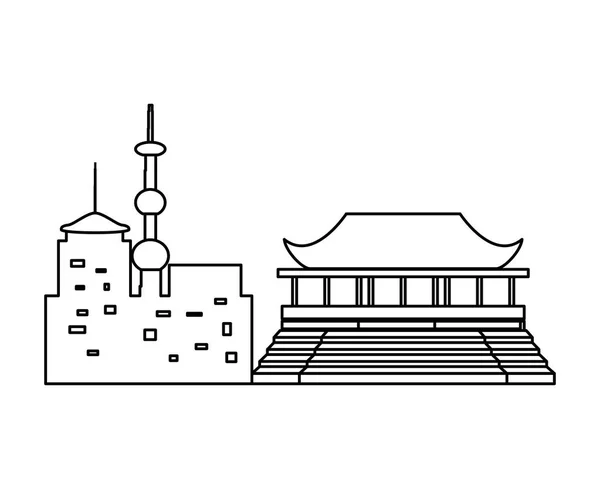 Tradycyjna architektura chińskiej ikony na białym tle — Wektor stockowy