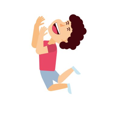 çocuk adam avatar karakter kutluyor