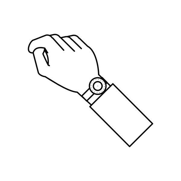 Mano con icono de reloj aislado — Vector de stock