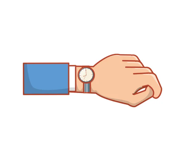Main avec horloge icône isolée — Image vectorielle