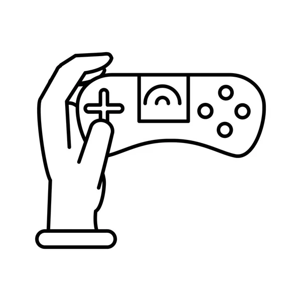 Mano con control de video juego icono aislado — Archivo Imágenes Vectoriales