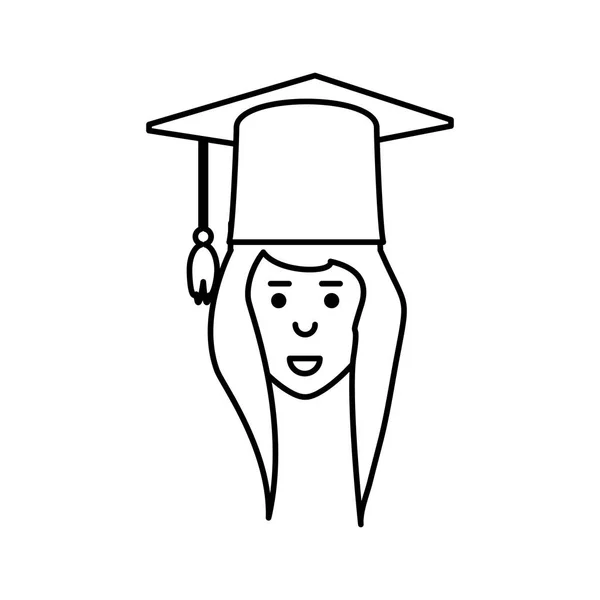 Cabeza de mujer joven graduado — Vector de stock