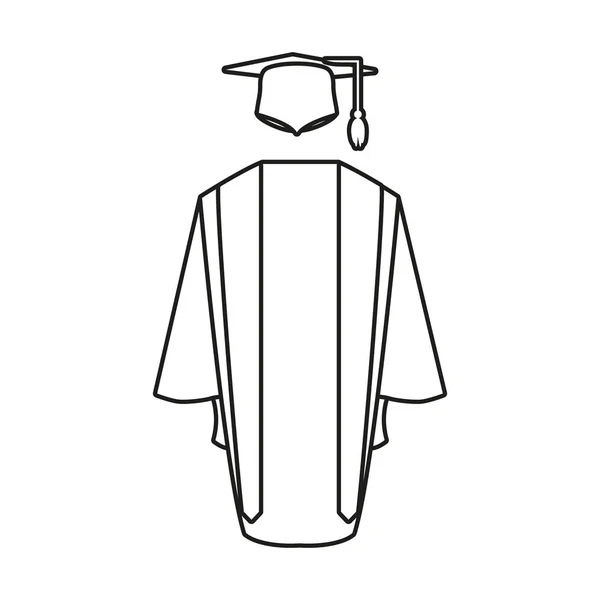 Sombrero con vestido icono de graduación — Vector de stock