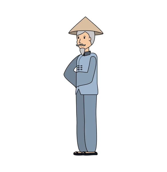 Viejo hombre chino campesino avatar carácter — Archivo Imágenes Vectoriales