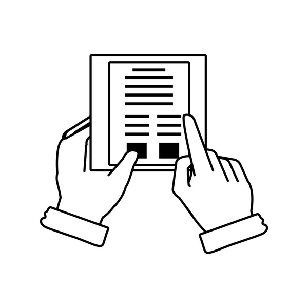 Mains avec ordinateur portable école icône isolée — Image vectorielle