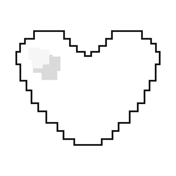 ピクセルビデオゲーム愛の心 — ストックベクタ