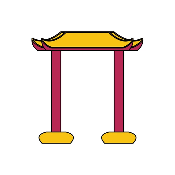 Portail chinois icône isolée — Image vectorielle