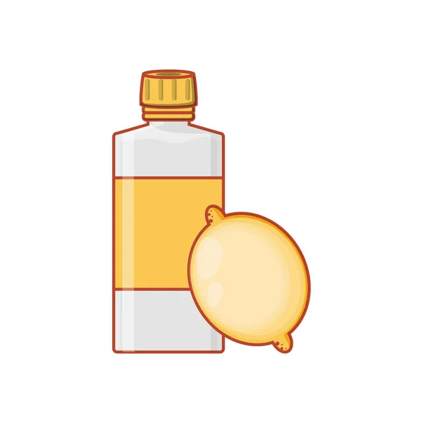 Bottle of juice with lemon isolated icon — Stock Vector