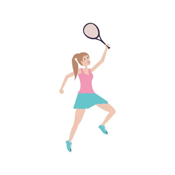 Woman tennis playing with racket — Stock Vector