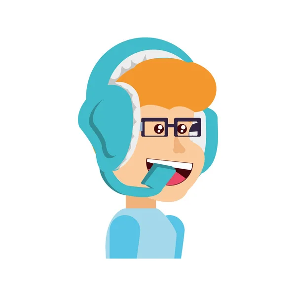 Garçon avec personnage avatar casque — Image vectorielle
