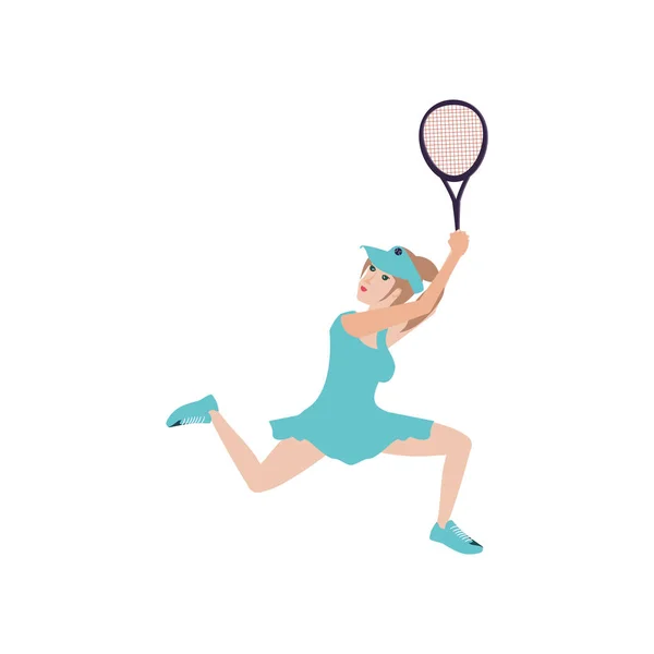 Mujer tenis jugando con raqueta — Archivo Imágenes Vectoriales
