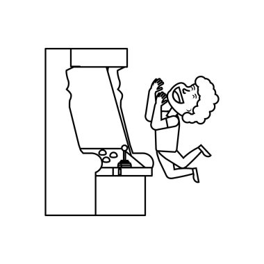 ergen Retro konsol video oyun makinesi oynarken