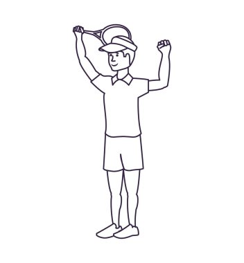 adam tenis raket ve Cap spor ile oynuyor