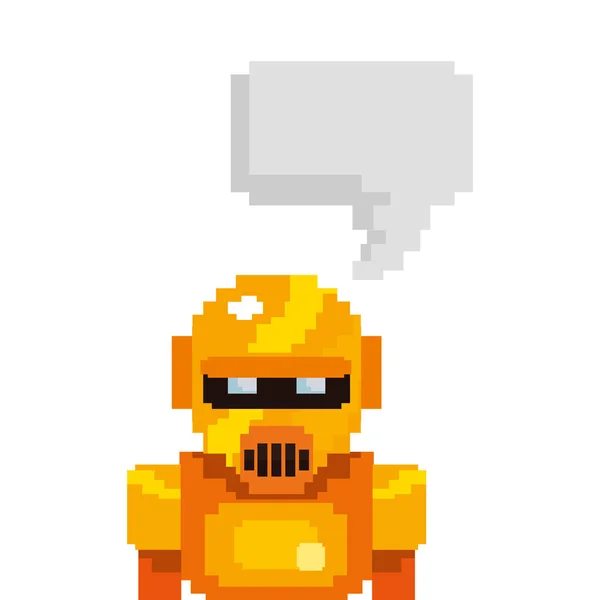 Pixel Videospiel Gold Roboter — Stockvektor