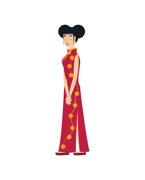 Karakter avatar wanita geisha - Stok Vektor