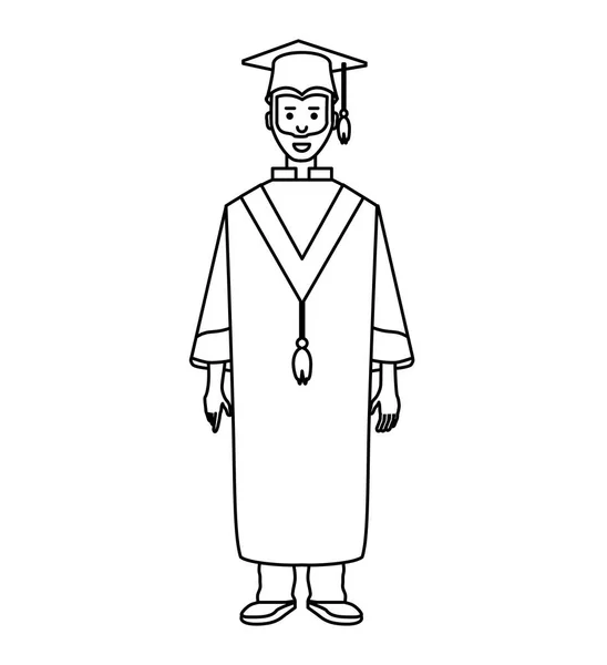 Jovem homem graduado personagem avatar —  Vetores de Stock
