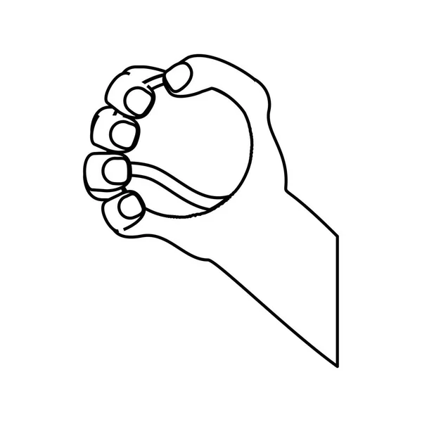 Рука з тенісною іконою спортивного м'яча — стоковий вектор