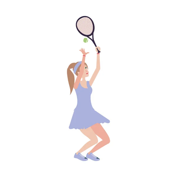 Femme tennis jouer avec raquette — Image vectorielle