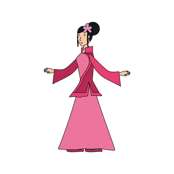 Geisha mujer con brazos abiertos avatar carácter — Archivo Imágenes Vectoriales