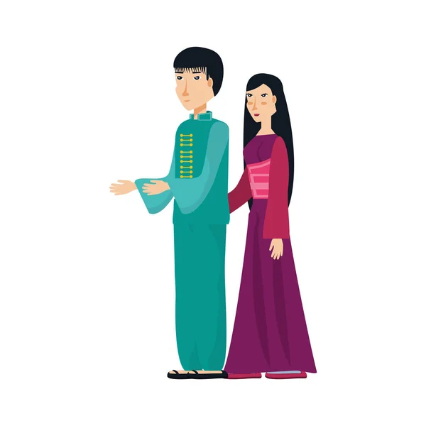 Chinese couple avatar character — Stock Vector