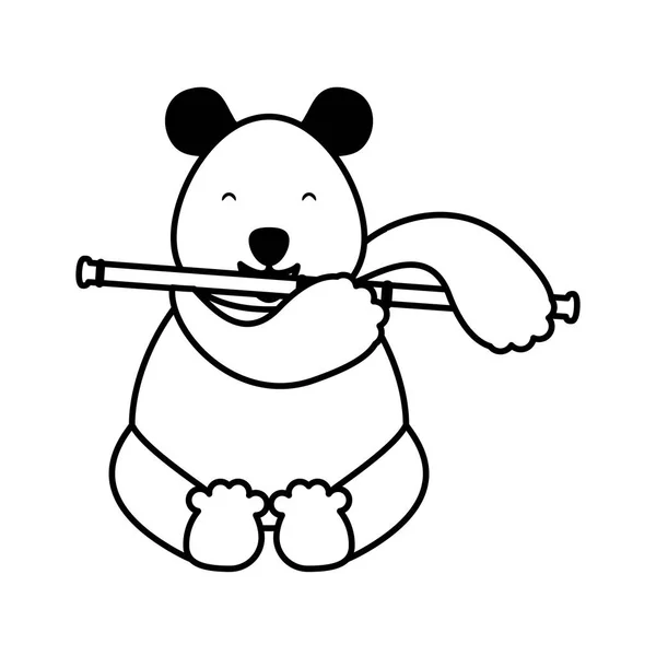 Oso panda animal con icono de bambú — Archivo Imágenes Vectoriales