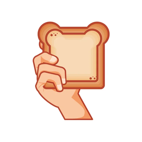 Hand with delicious slice bread — Stock Vector