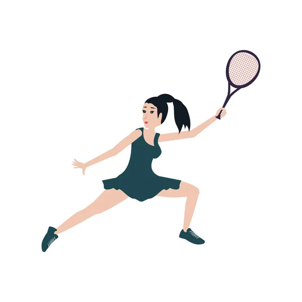 Woman tennis playing with racket — Stock Vector