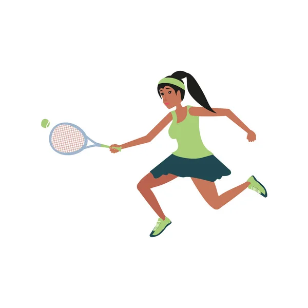 Femme tennis jouer avec raquette — Image vectorielle