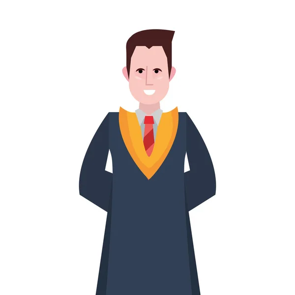 Portrait d'homme diplômé sur fond blanc — Image vectorielle