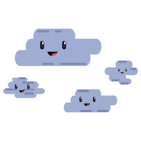 Каваї мультфільм хмари щасливий характер — стоковий вектор