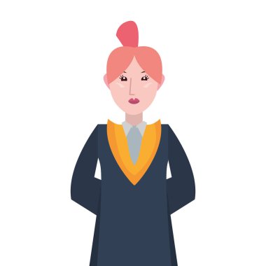 Beyaz arka plan üzerinde lisansüstü kadın portre