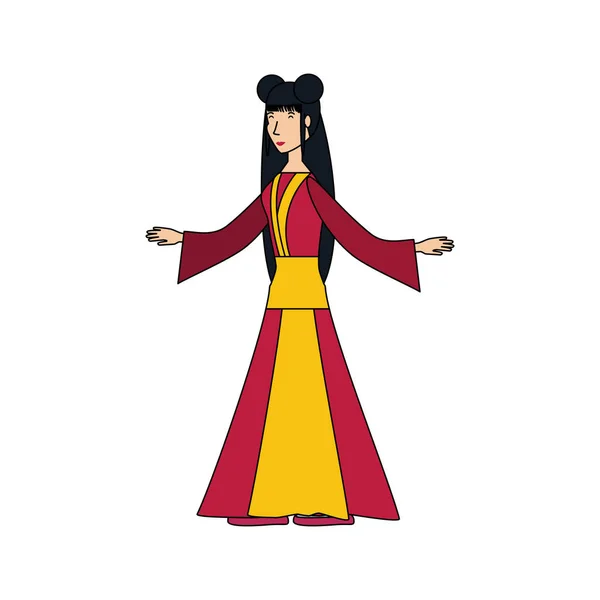 Geisha mujer con brazos abiertos avatar carácter — Archivo Imágenes Vectoriales