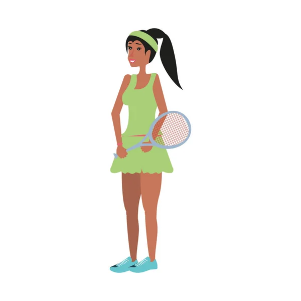 Женщина теннис играть с ракеткой — стоковый вектор