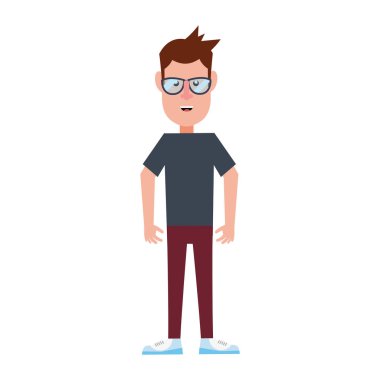 adam karakter ayakta beyaz arka plan üzerinde