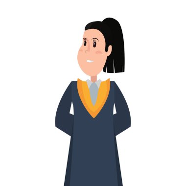 Beyaz arka plan üzerinde lisansüstü kadın portre